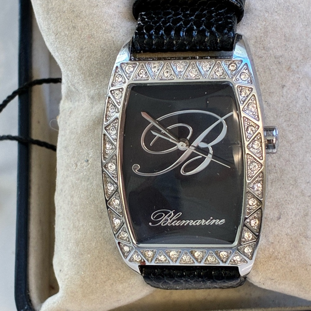 Blumarine Black and Silver Crystal-Trim Women's Watch